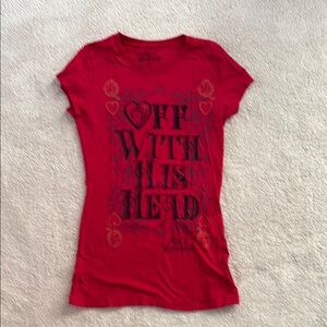 So cute! Worn Once! Disney “Off with his head” fitted shirt - Medium
